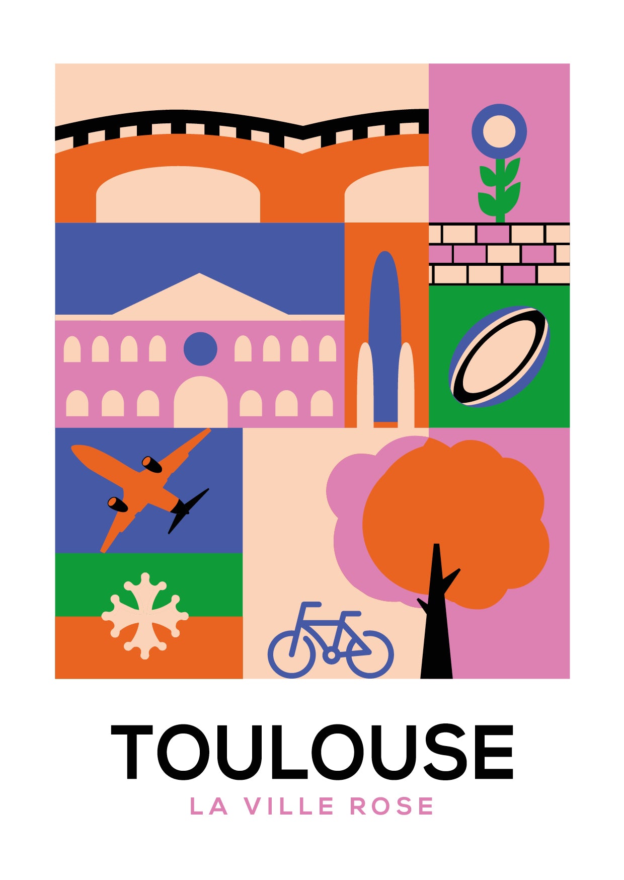 Carte postale design sur la ville de Toulouse
