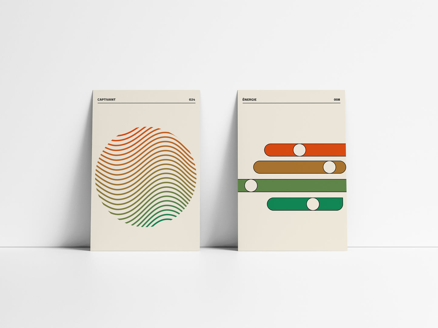 Deux affiches qui se complètent de part leurs couleurs; Captivant et énergie