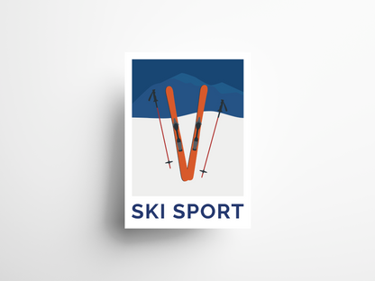 Affiche minimaliste sur le ski.
