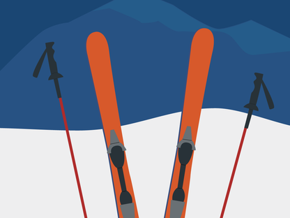Illustration graphique de skis et de montagnes