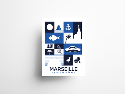 Poster Marseille - Affiche Cité Phocéenne Design Moderne