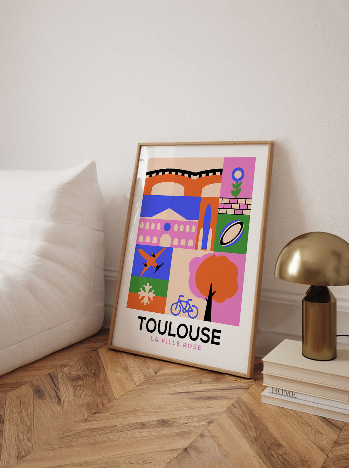 Poster Toulouse - Affiche Ville Rose Rugby & Aérospatiale