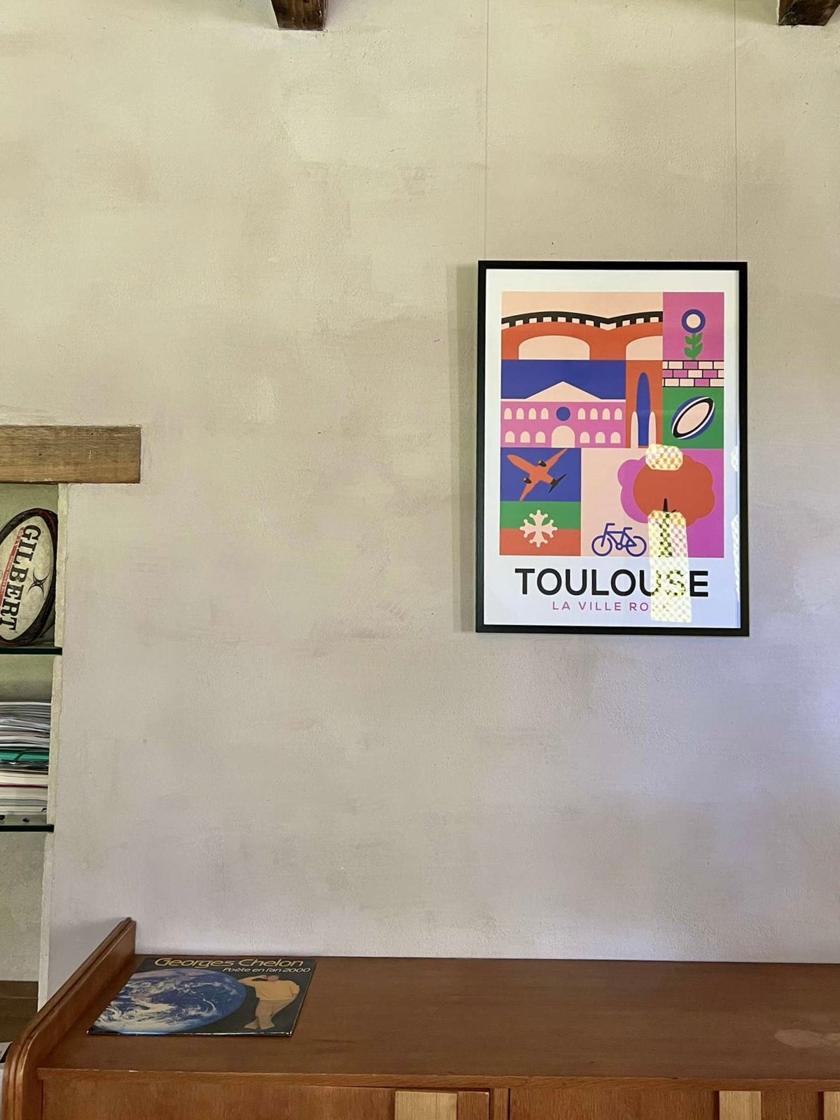 Poster Toulouse - Affiche Ville Rose Rugby & Aérospatiale