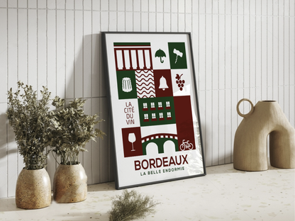 Poster Bordeaux - Affiche Belle Endormie Design Élégant