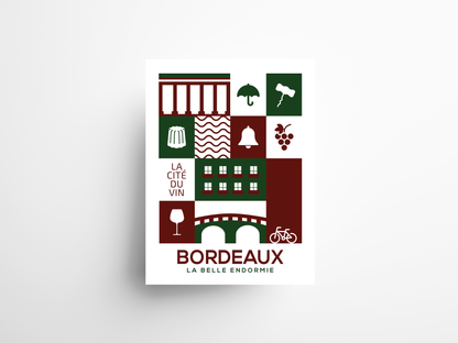 Poster Bordeaux - Affiche Belle Endormie Design Élégant