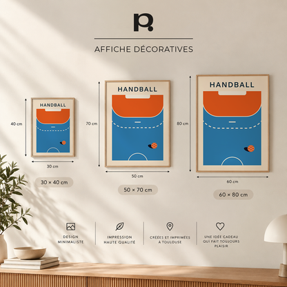 Affiche handball disponible en 30x40, 50x70 et 60x80 cm